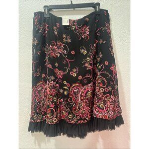 Lane Bryant Paisley Florl Midi Skirt Sz 14/16 Fairy, Swing Ruffle Hem